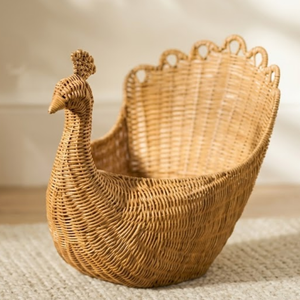 Impresionante Cesta de Mimbre con Forma de Pavo Real para Habitación Infantil, Almacenamiento de Juguetes, Organizador de Libros, Elegante Contenedor con Forma de Animal, Venta al por Mayor - Product Image 3