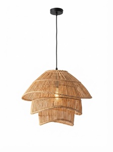 Woven Rattan Pendant Light Shade <b>for</b> Ceiling Hanging <b>Lamp</b> Natural Handmade Decor <b>for</b> Rustic Cozy Environments - Product Image 3