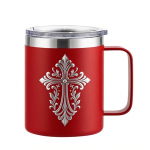 14 oz Stainless Steel Coffee <b>Mug</b> with Ornate Cross Design Vacuum Insulated Spill-Proof Lid Multiple Colors - Product Image 4