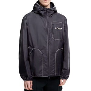 Top Trendy Premium Men Hooded Windbreaker Jacket Lightweight Nylon Water Repellent Custom Outdoor Casual Windproof Sports Jacket - Product Image 5