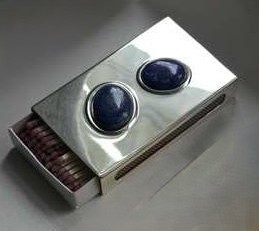 Boîte d'allumettes moderne pour cigares avec accents en pierre bleue, allumettes durables pour usage domestique - Product Image 2