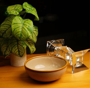 Services de vaisselle en porcelaine 4 pièces, style minimaliste Wabi Sabi, glaçure craquelée, peint à la main, durable, compatible lave-vaisselle, bord beige brun - Product Image 5