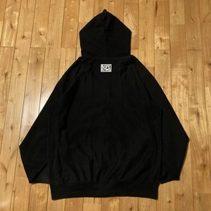 Sweat-shirt à capuche zippé oversize noir unisexe, style streetwear décontracté, en molleton uni, manches classiques, 100% coton, tricoté pour le printemps - Product Image 2