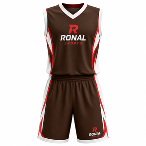 Conjunto de Camiseta de Baloncesto sin Mangas Unisex RONAL SPORTS, Sublimada, con Cuello en V, Corte Regular, para Adultos, Todas las Temporadas - Product Image 1
