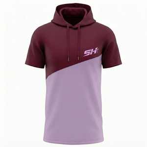 Oem Odm Service Wholesale Cheap Price Custom <b>Men</b> <b>Shorts</b> <b>Sleeve</b> <b>Hoodie</b> Breathable Quick Dry Solid Color Plain Dyed Casual Look - Product Image 1
