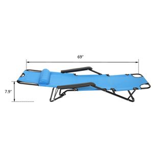 Chaise inclinable pliante extensible à double usage portable bleue - Product Image 4