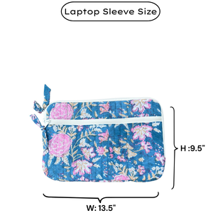 Funda para Portátil de Algodón Hecha a Mano en Jaipur, con Bolsillos con Cremallera, Diseño Floral Acolchado Estampado, Suave, Protectora, Ecológica y Portátil - Product Image 6