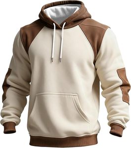 Sweat-shirt à capuche pour homme 100% coton tricoté respirant coupe ample pour l'hiver, color block, pull décontracté bleu sarcelle - Product Image 6