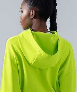 Sudadera con Capucha Casual de Manga Larga, Estilo Deportivo de Invierno, Top Corto con Cordón Ajustable, Tejido Liso para Entrenamiento - Product Image 4