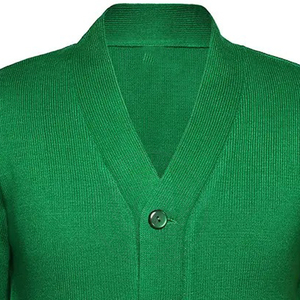 Acrylic Knitted Green <b>Men's</b> <b>Cardigan</b> With Yellow Stripes Full Sleeve <b>Men's</b> Women's Sweater Button Closure Winter Collage Wear - Product Image 5
