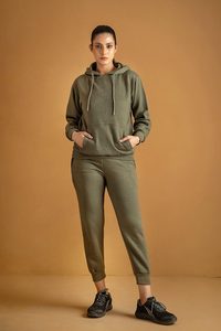 women hoodie jogger <b>Sets</b> Fleece Pullover Hoodies and Straight Leg Pants Custom Logo Manufacturer Women's Hoodies <b>Sets</b> - Product Image 2