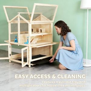 Gabbia Moderna per Piccoli e Medi Animali Domestici, per l'Allevamento di Criceti, Uso Interno ed Esterno, in Acciaio Durevole, Vetro e Materiale PP, con Motivo Animale - Product Image 3