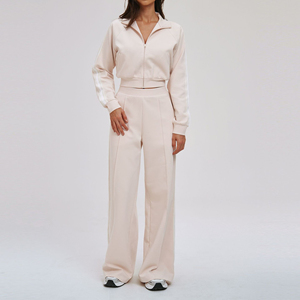 Conjunto Deportivo Ecológico para Mujer, Talla Grande, Chaqueta con Cordón, Pantalones Anchos, Ropa Deportiva Informal, Atuendo Sólido - Product Image 3