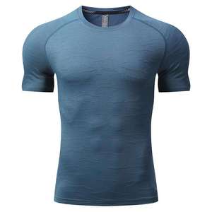 เสื้อยืดคอกลมแขนสั้นทรงเข้ารูปสำหรับผู้ชาย สีขาวล้วน เนื้อผ้าถักระบายอากาศ สวมใส่สบาย - Product Image 6