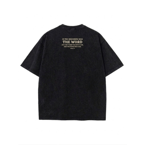 T-shirt en coton surdimensionné pour homme, manches courtes, imprimé floral, col rond, vêtement décontracté, tissu jersey respirant, design Matthew 6:33 - Product Image 4