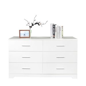 Cassettiera Doppia a 6 Cassetti in Rovere Bianco per Camera da Letto, Mobile Contenitore Moderno e Ampio per Soggiorno, Ingresso di Casa, Seminterrato - Product Image 1