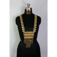 Exquis Cuivre Plaqué Or pour Mariages ou Festivals avec Collier Boucles d'Oreilles Bracelet et Bague Dubai Ensemble de Bijoux