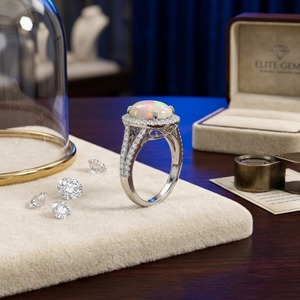 Diamond Halo Cluster Bezel Set Oval Cut Welo Opal Natural Ethiopian Opal <b>Dainty</b> Women's 925 Sterling Silver Luxury <b>Ring</b> - Product Image 3