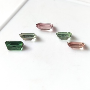 8x5 mm Tourmaline naturelle zambienne calibrée multicolore pastel de 5,95 carats, taille émeraude, lot de 5 pierres précieuses en vrac - Product Image 5