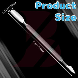 Outil de manucure double face en acier inoxydable : repousse-cuticules, nettoyeur d'ongles et coupe-cuticules - Product Image 2