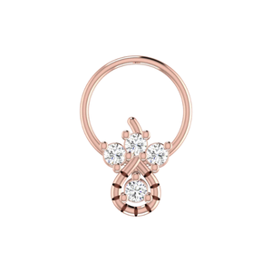 14K Gold Children's Ethnic Piercing Jewelry Teardrop and Floral-Inspired Nose Pin with 0.08ct Natural Diamond - Product Image 2