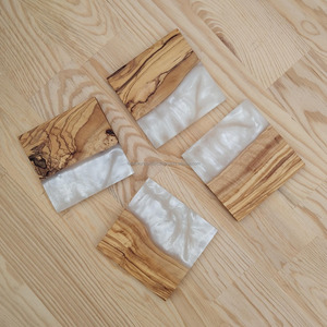 FWE Unique Easy <b>Cleaning</b> Mats Pads Epoxy Resin Pattern <b>Wood</b> Coaster <b>Set</b> Modern Design Eco-Friendly Heat Resistant for Water - Product Image 2