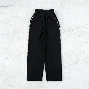 Ensemble de survêtement noir à capuche pour femme, coupe ample, manches longues, sweat-shirt décontracté à fermeture éclair et pantalon avec détails en strass - Product Image 3