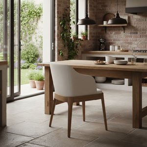 Fauteuil de salle à manger rembourré en bois massif de style Mid-Century, dossier incurvé ergonomique de qualité supérieure, idéal pour la maison, l'appartement ou le bureau. - Product Image 5