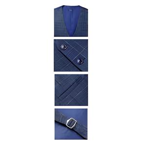Chaleco de Vestir a Cuadros para Otoño, Formal, Casual, para Boda, en Negro, Azul Marino, Gris, Blanco, Rojo, Verde, Borgoña, con Bolsillos y Botones, para Hombre y Mujer - Product Image 2