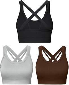 Soutien-gorge de sport court pour femme, grande taille, écologique, respirant, réglable, à maintien élevé, séchage rapide, en nylon, couleur unie, pour yoga et activités sportives - Product Image 2