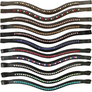 Diadema de cuero personalizada con cristales para caballo, accesorios de cuero DIY, diademas de cristal - Product Image 1