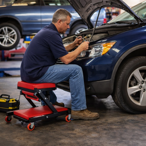 Multi-Position Rolling Garage <b>Stool</b> Convertible Foldable Adjustable Mechanic Creeper Seat with <b>Portable</b> Swivels GAPGAR034 - Product Image 5
