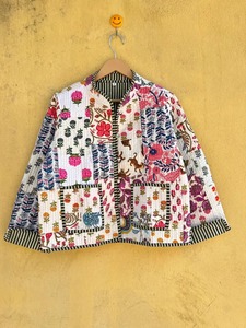 Chaqueta Reversible de Algodón con Parches, Cuello Mao, Manga Larga, Estilo Prairie Chic de Primavera para Mujer, con Bolsillo Bordado - Product Image 2