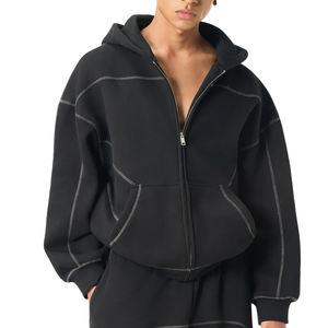 Hoodie en molleton de coton à fermeture éclair, coupe courte et ample, avec coutures Hasselblad, style urbain unique, OEM, broderie 3D personnalisée et impression de logo - Product Image 5