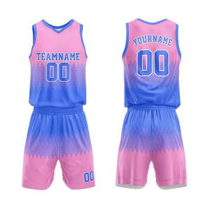Ensemble de maillots de basket-ball sublimés personnalisés, dégradé rose et bleu, sans manches, uniforme respirant, vêtements de sport unisexes pour adultes - Product Image 6