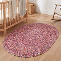 Tapis ovale tressé en corde de coton de designer avec bordure bleue, adapté aux animaux domestiques et écologique, idéal pour salon, table basse et maison de bord de mer