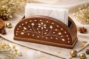 Porta Servilletas Clásico de Madera Maciza Hecho a Mano, Ecológico, Organizador de Mesa para Fiestas, Soporte para Servilletas de Mesa de Comedor, Cocina - Product Image 3