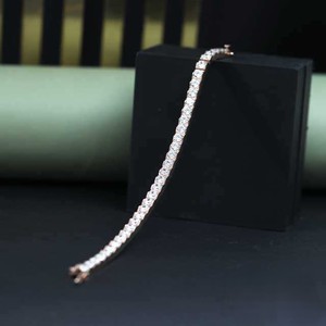 Luxurious 925 Silver Diamond Tennis <b>Bracelet</b> Round Brilliant Cut Prong Setting Classic Geometric Design Wedding Jewelry - Product Image 1