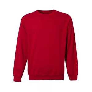 Sweat-shirt rouge à col rond pour homme, pull décontracté à manches longues de couleur unie avec poignets côtelés - Product Image 1
