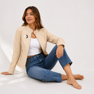 modern <b>woman</b> leather <b>jacket</b> with elegant finish <b>lightweight</b> comfort and versatile styling for casual office and evening outfits - Product Image 5