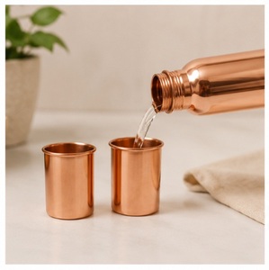 Copper Water Bottle with 2 Glasses Set Pure Handcrafted Ayurvedic <b>Drinkware</b> for Health Wellness Leak-Proof & Eco-Friendly - Product Image 3
