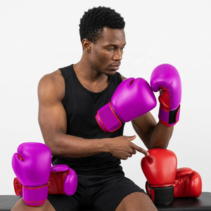 Guantes de Boxeo de Entrenamiento de Muay Thai de Cuero Artificial Personalizados de la Marca ZY, Sin Mitones, 24 oz, Peso Universal, con Cierre de Gancho y Bucle - Product Image 3
