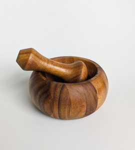 Ensemble mortier et pilon en bois, fabriqué à la main pour broyer les herbes et les épices, outil manuel durable, outil de broyage d'herbes et d'épices, mortier en bois - Product Image 3