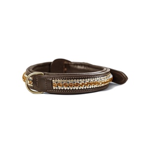 ปลอกคอสุนัขหนังคุณภาพดีที่สุดที่ทําด้วยมือพร้อมเบาะนุ่มและผู้จัดจําหน่ายและผู้ผลิตตกแต่งคริสตัลสีทองและสีเงิน - Product Image 3