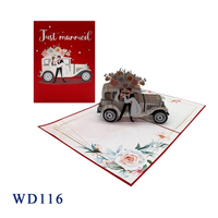 Carte de vœux pour voiture de mariage « Just Married » tendance, best-seller, personnalisée, style 3D pop-up fait main, artisanat en papier, Thanksgiving