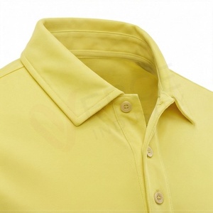 Men's Yellow Short Sleeve Knitted Polo Shirt Solid Casual Regular Fit Button Design - Product Image 4