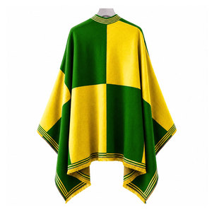 Chi Eta Phi Sorority Cárdigan tipo capa verde y amarillo para mujer, cárdigan informal a rayas con frente abierto, bufanda cuadrada para uso diario - Product Image 2