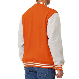 Veste universitaire orange pour homme, coton et polyester, coupe classique, col rabattu, boutons sur le devant, couleur unie, vêtements décontractés d'automne - Product Image 3
