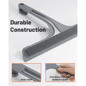 Raschietto doccia in silicone 2-in-1 a doppia faccia con gancio, nucleo in acciaio inossidabile antiruggine, raschietto antigraffio per superfici. - Product Image 6