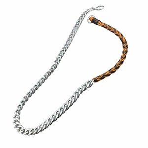 Collar con Eslabones Trenzados - Cadena de Acero Inoxidable Chapada en Oro con Cuerda de Cuentas Marrón Oscuro para Hombres y Niños, 17 Pulgadas - Product Image 6